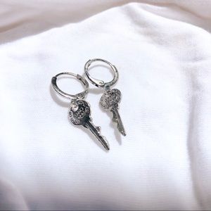 Silver Key Earrings